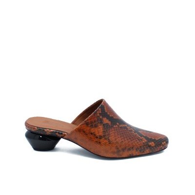 Napoli Brown Snake Slingback